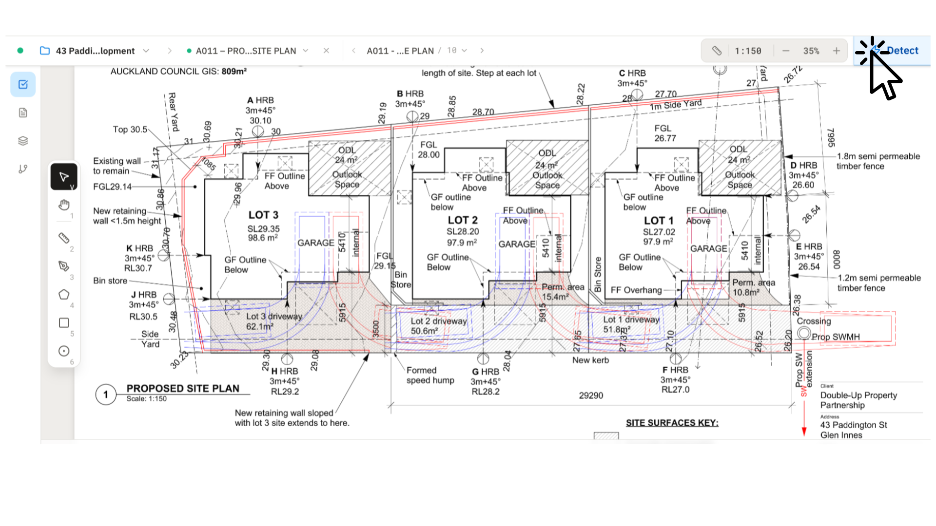 Empty takeoff editor with a site plan loaded